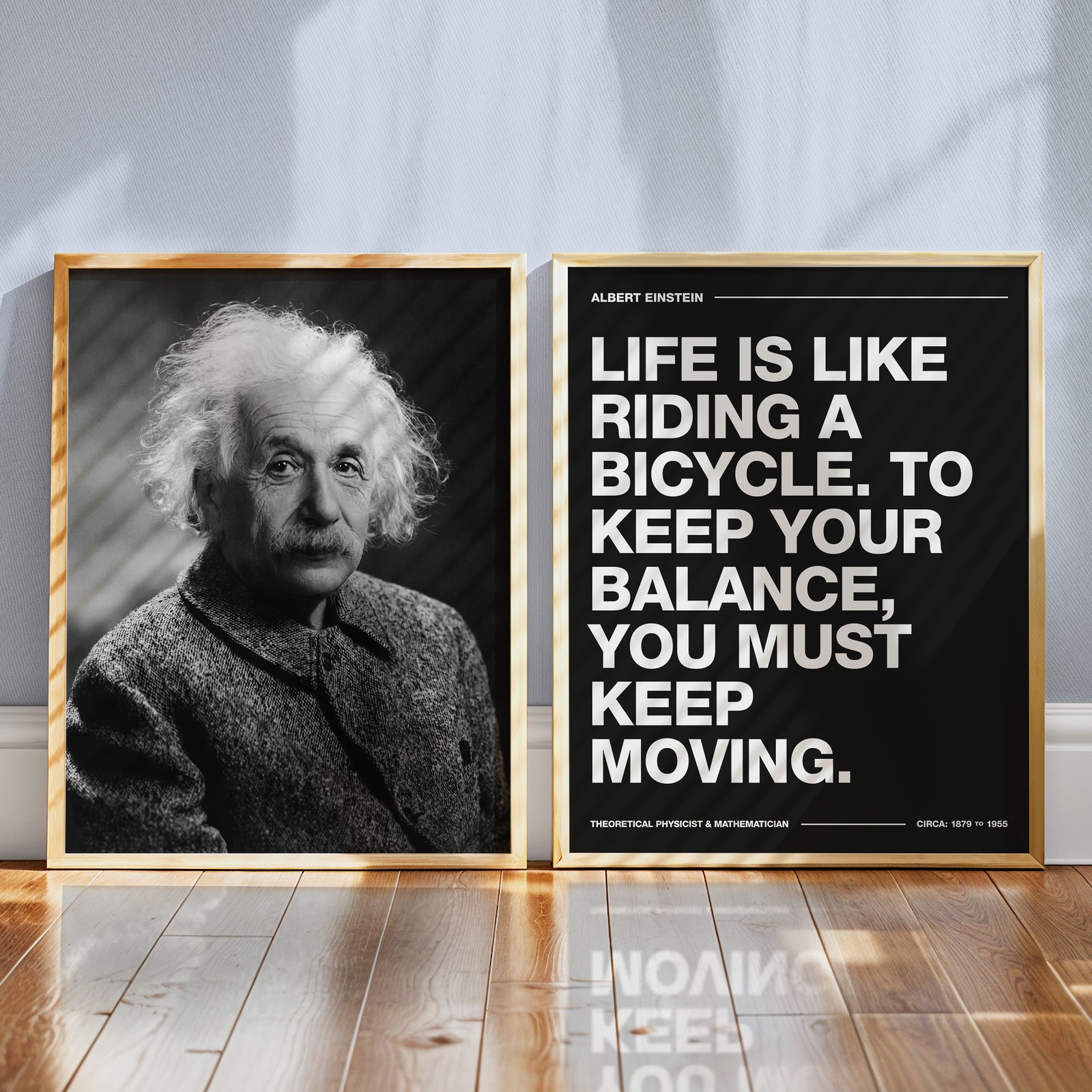 Albert Einstein Inspirational Poster Set – Home Office Quote & Portrait Wall Art