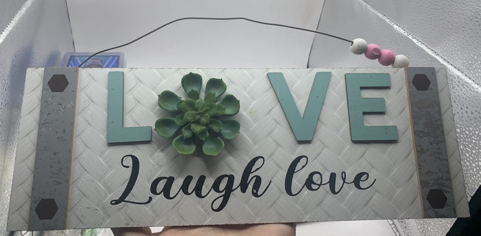 Love Laugh Love PLAQUE Wall Hanging Décor 13 X 5 GREAT FOR ANY ROOM ZE