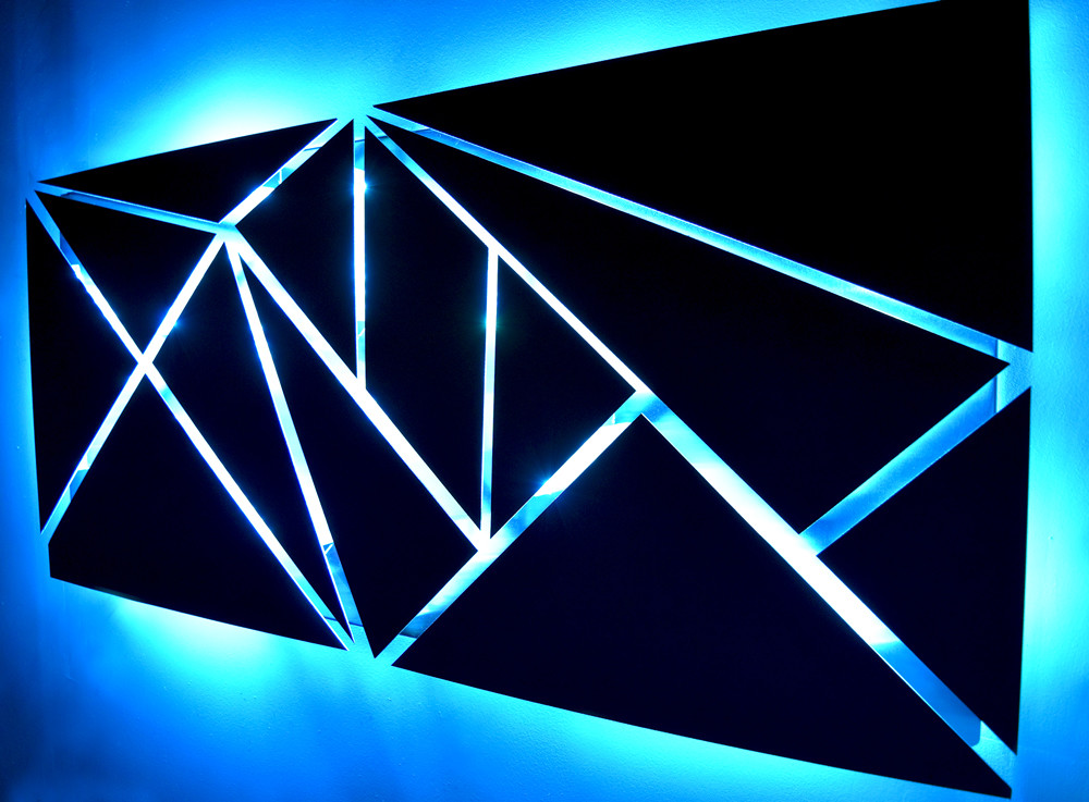 Modern Large Geometric Abstract Metal Wall Art LED Painting Smartphone Control