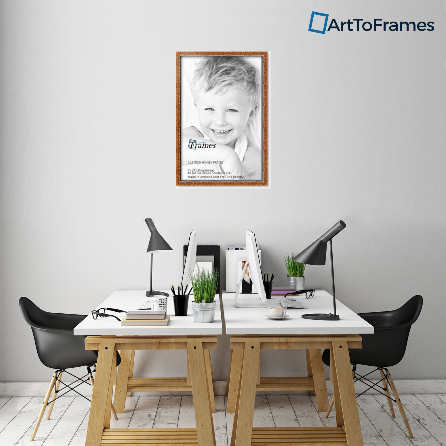ArtToFrames Picture Frame Custom 1.25″ Brown Honey stain Wood 4097 Small