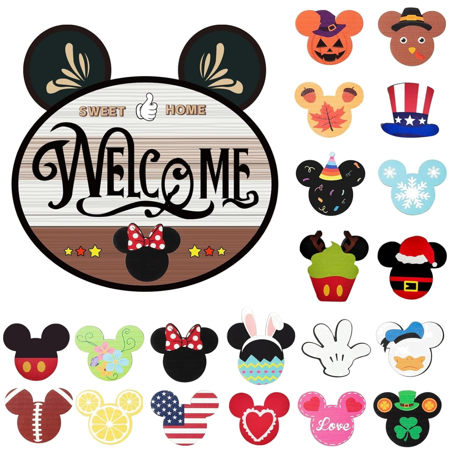 Durable 15.7” Mouse Interchangeable Welcome Sign – Perfect Housewarming Gift