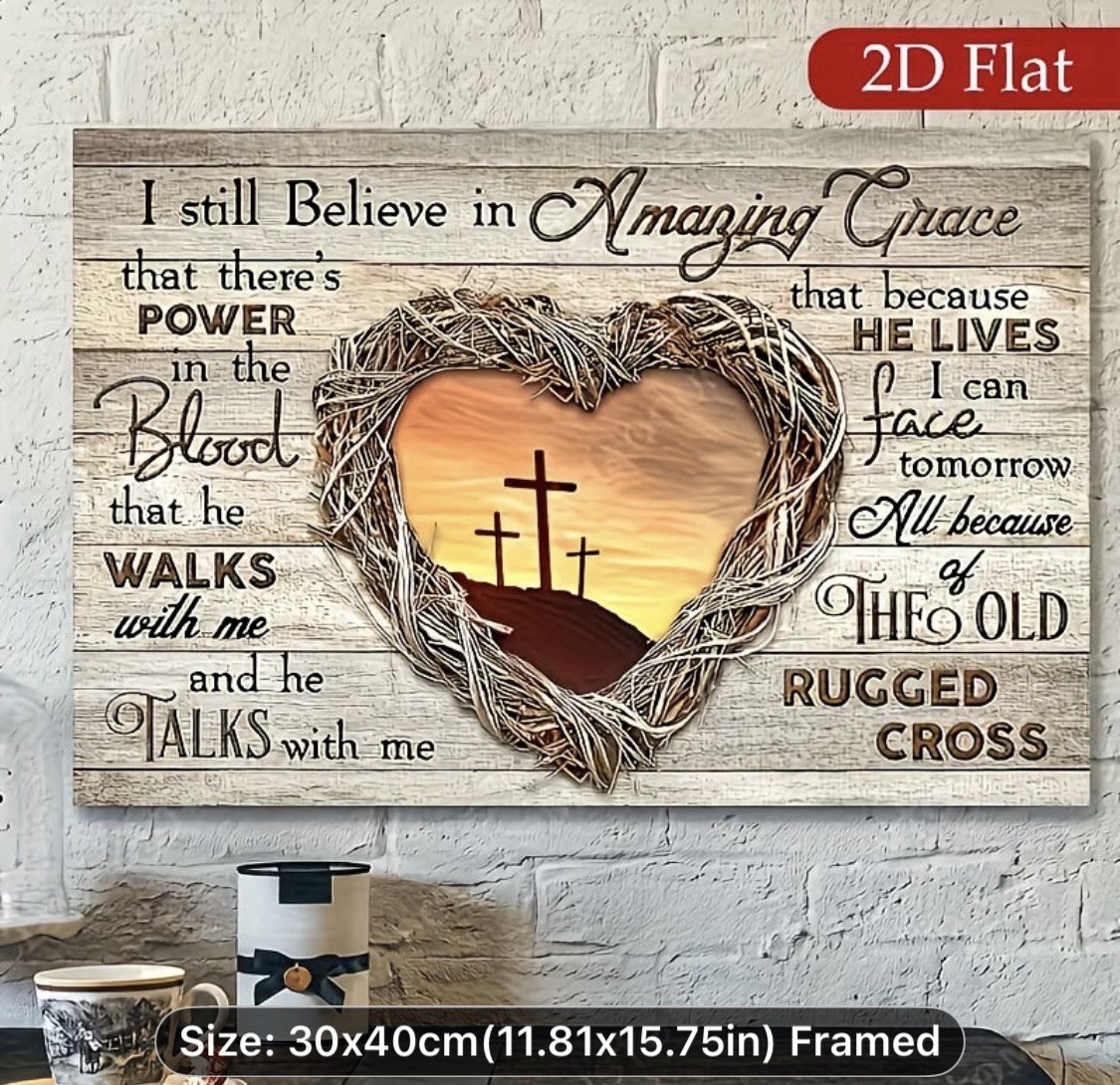 Amazing Grace Wall Art Inspirational Home Decor! Framed Canvas!! Fast Shipping!!