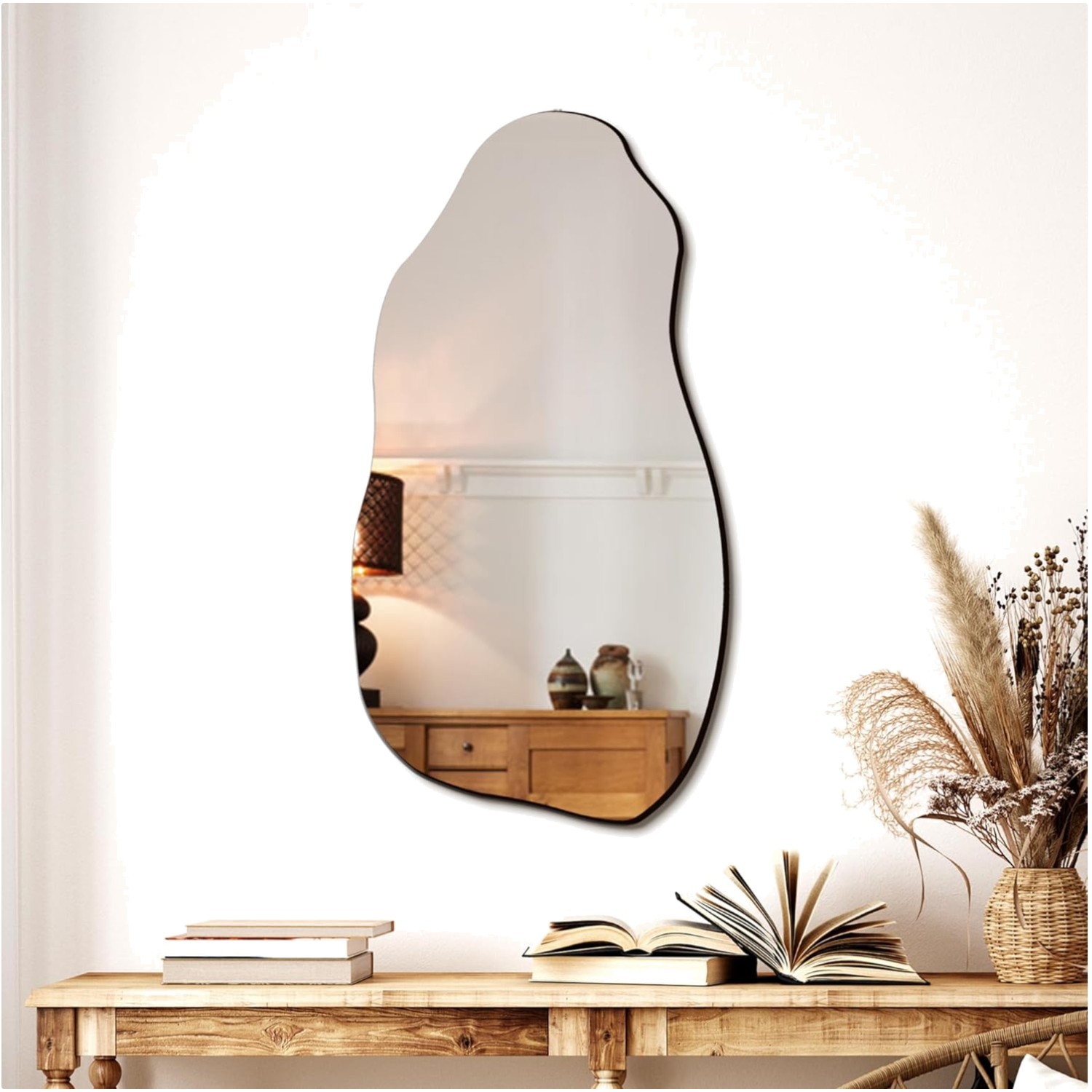 Artistic Irregular Wall Mirror for Living Room & Bathroom – 32” x 18”