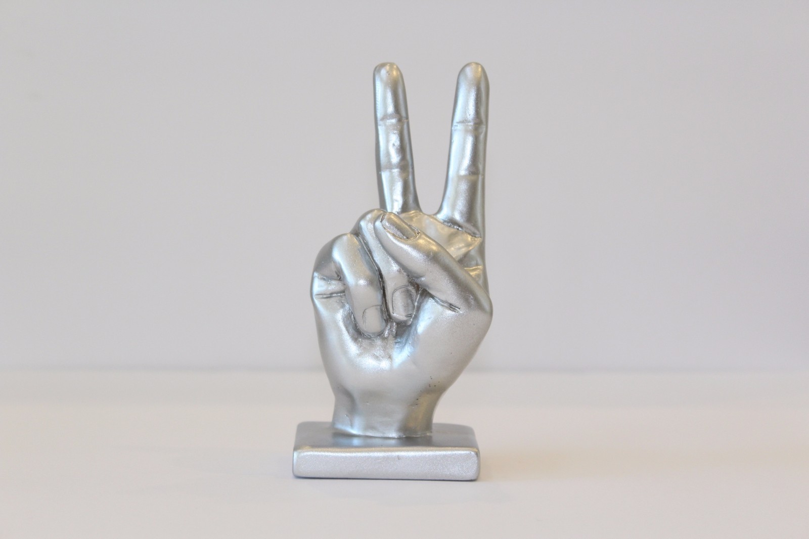Peace Sign hand symbol sculpture Gold