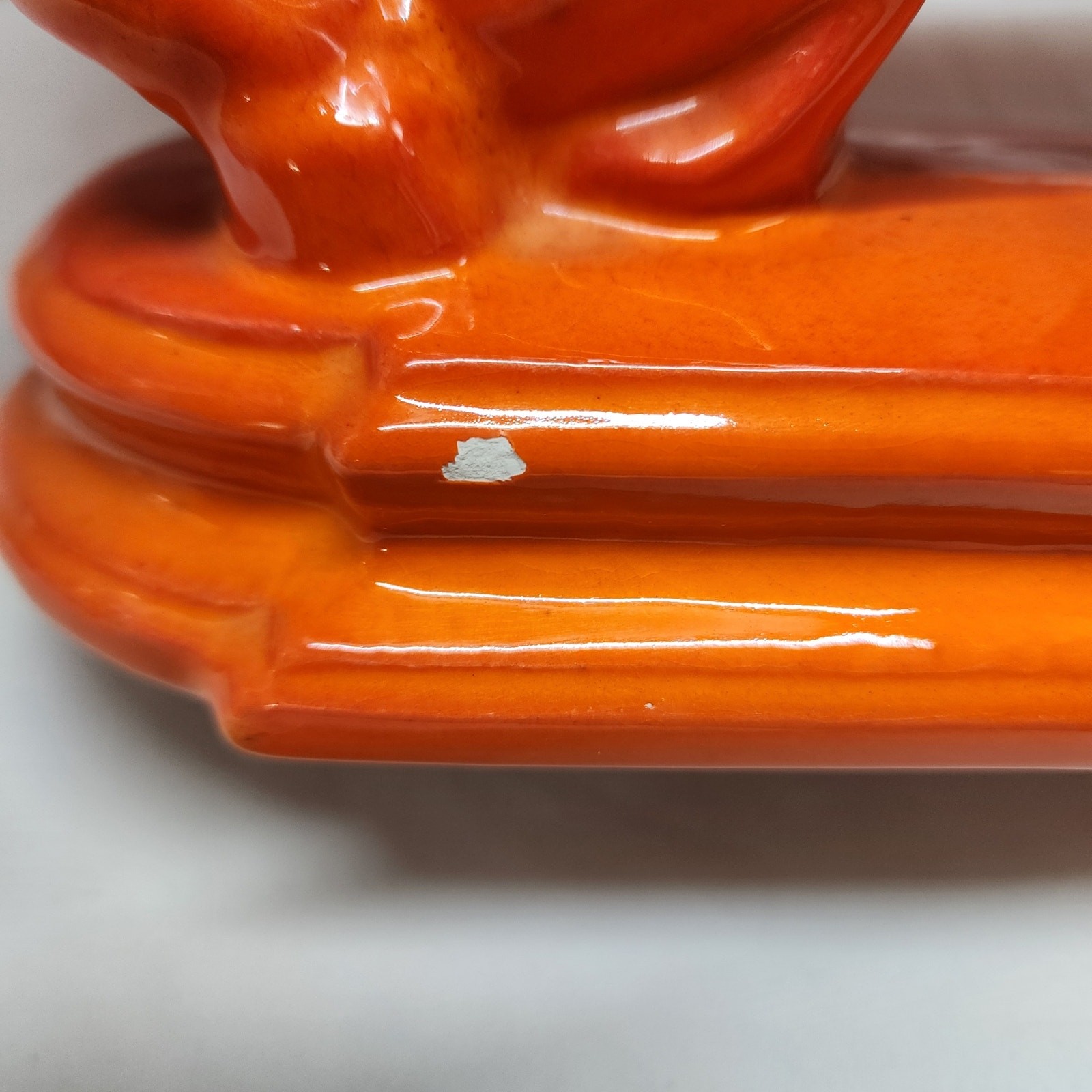 Orange Ceramic painted horse one chip, see pictures X
