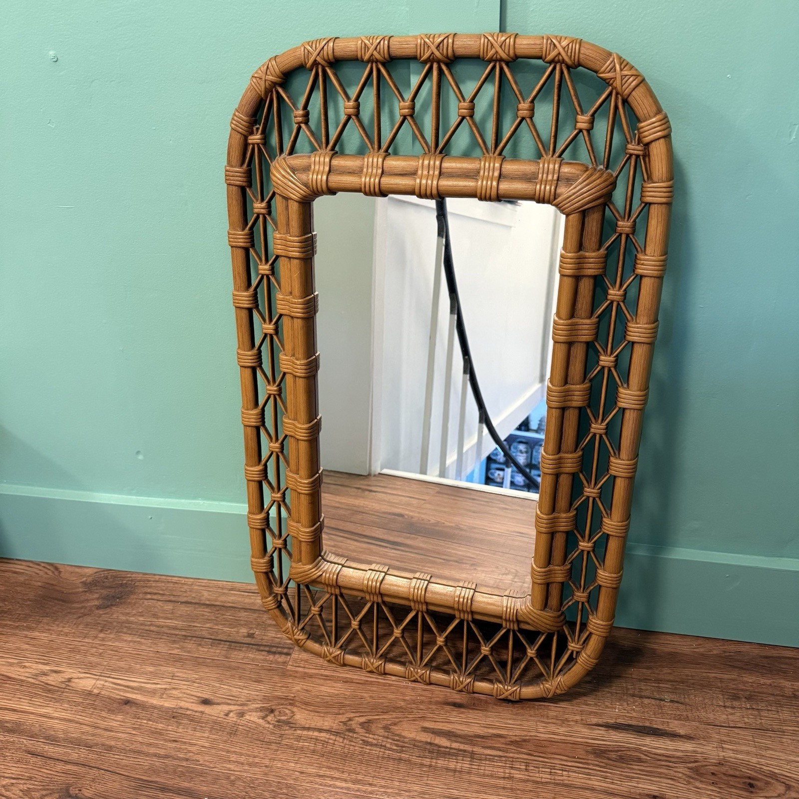 Vintage Tiki Style Wall Mirror Midcentury Modern 1981 Molded Plastic Burwood Co