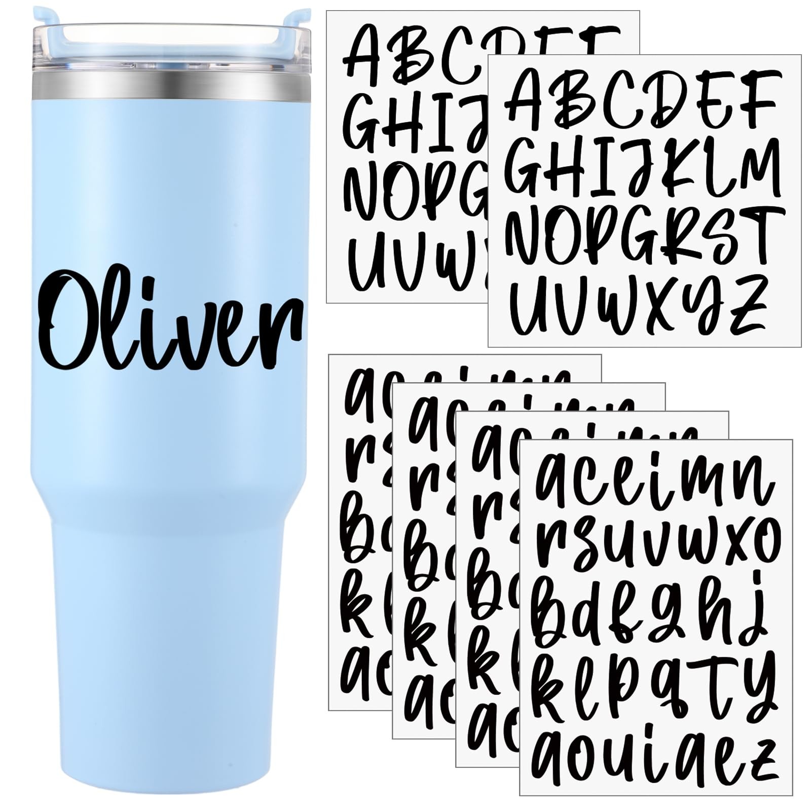 6 Sheets UV DTF Cup Wrap Name Stickers for Water Bottles Waterproof Custom Vi…