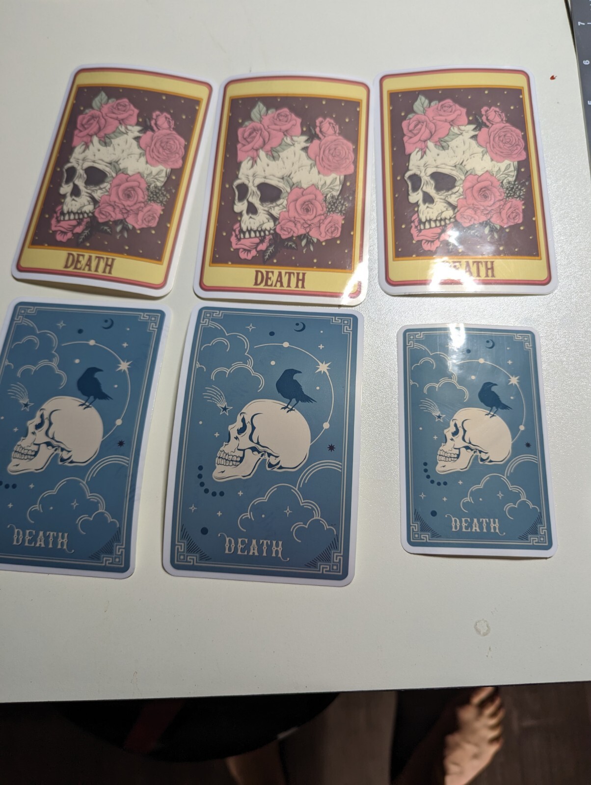 DEATH skull with roses flowers tarot ‘card’ die-cut printed vinyl sticker