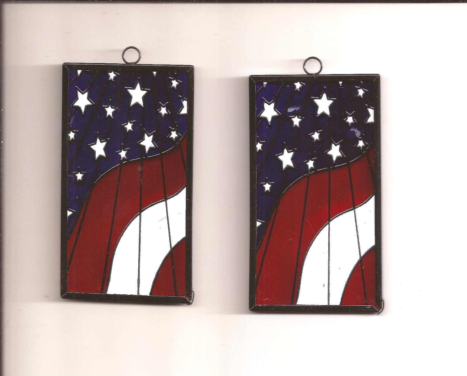 Patriotic Sun Catchers (2) Glass Red White & Blue Sun Catchers