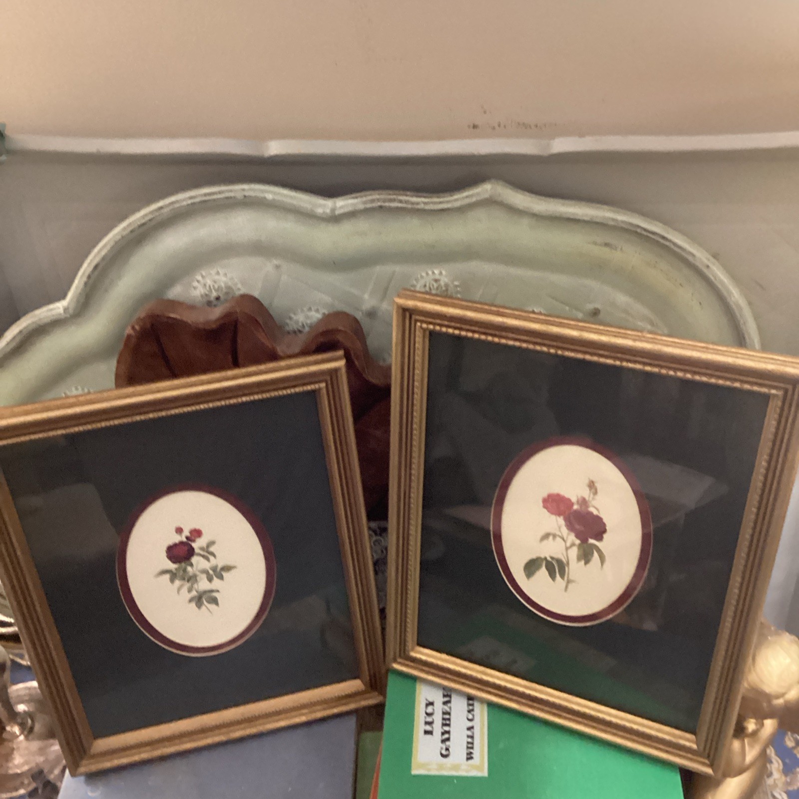 Botanical Framed Picture Classic Decor 9.25”x11″ Antique Gold Frame Pair Art