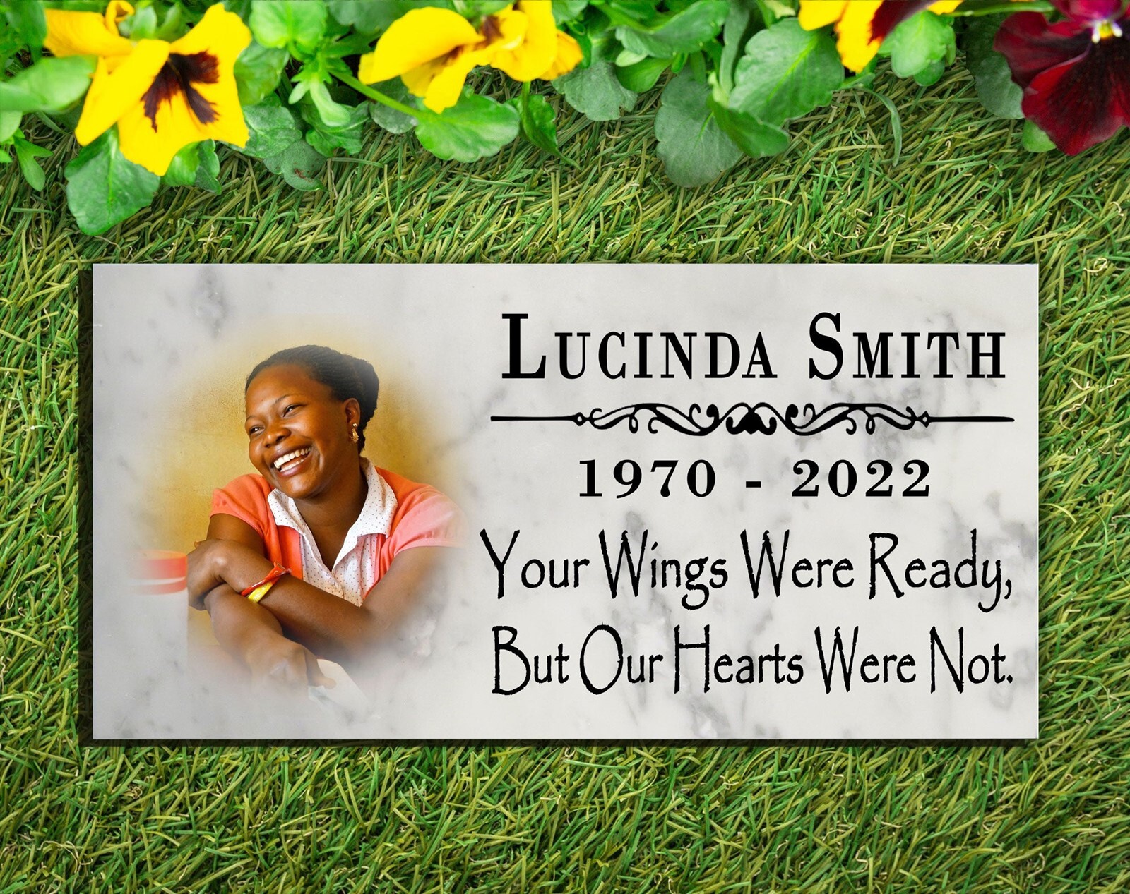 Memorial Stone With Photo Loved One Gift Custom Printed Picture Marble Plaque
