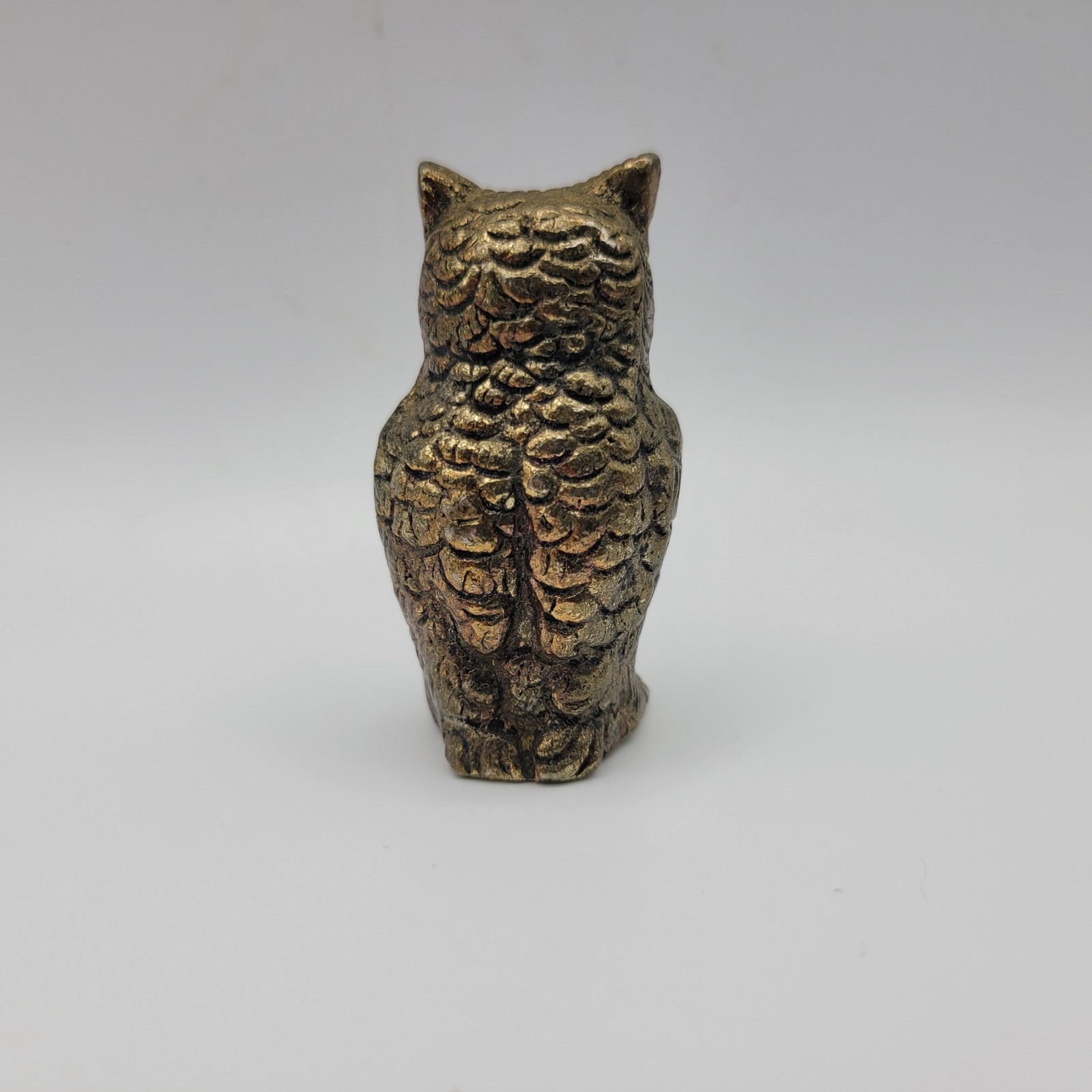 Vintage Solid Brass Owl Figurine Small Desk Ornament 2 Inch