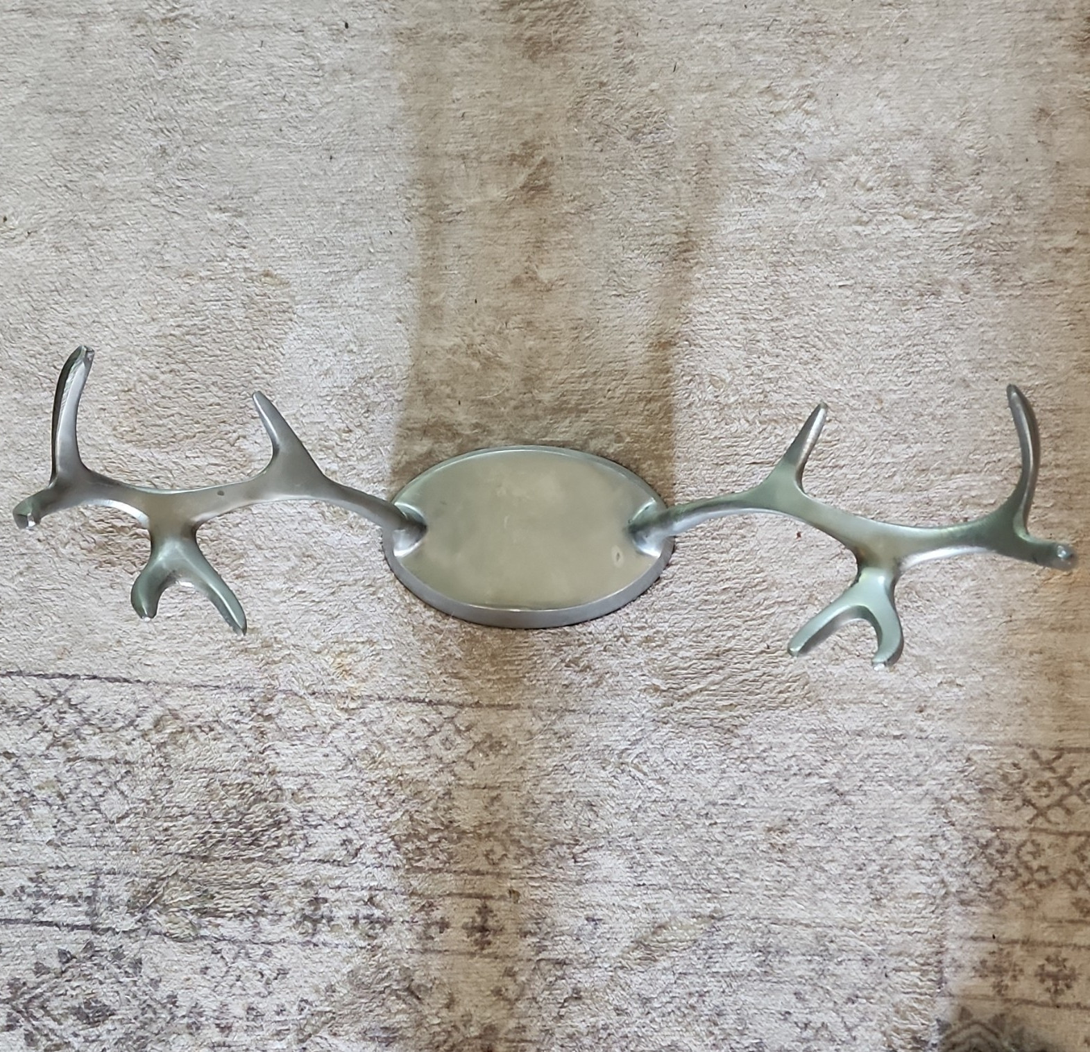 Silver Metal Deer Antler Wall Hook Hanger, Wall Mounted Animal Theme Decor