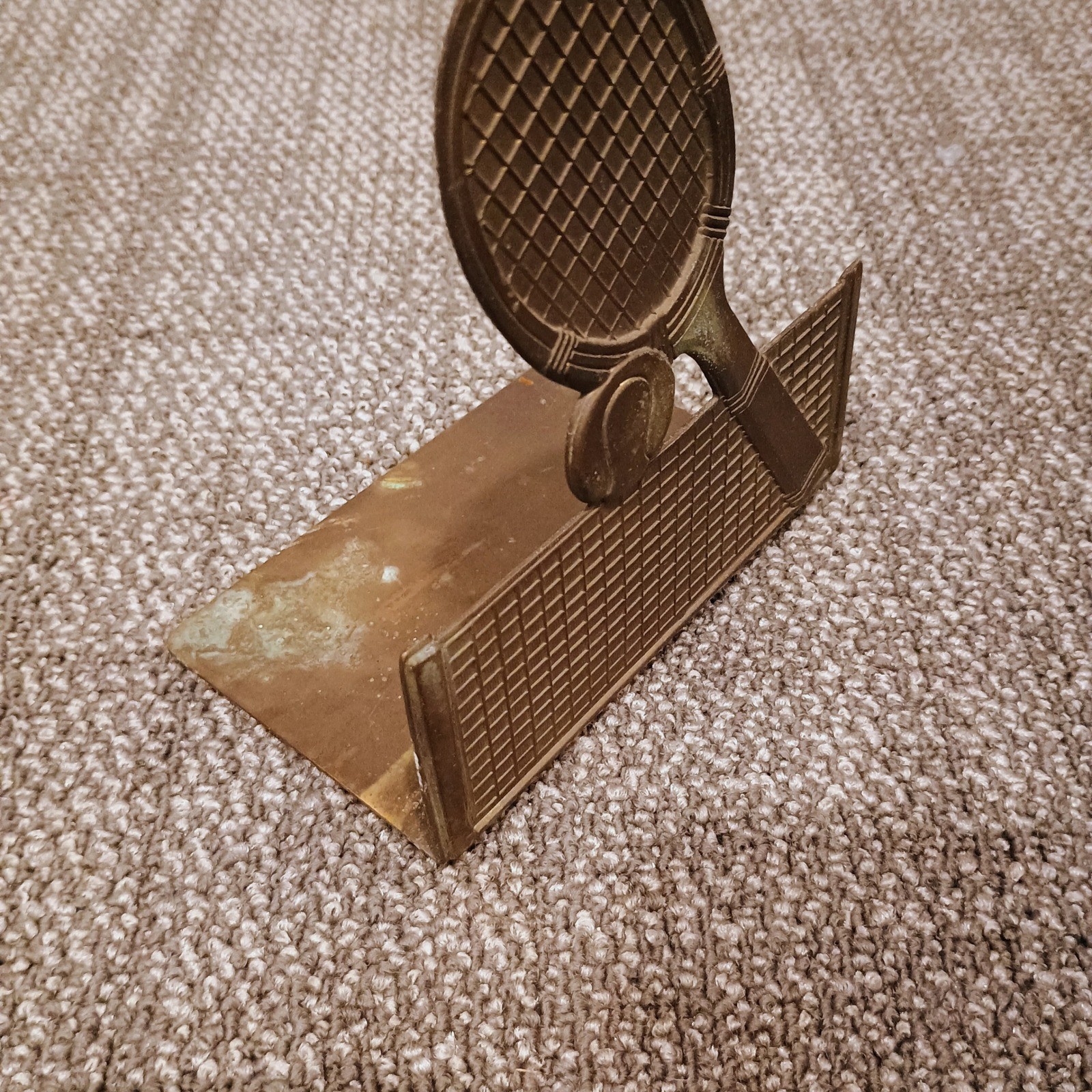 Vintage 1981 Bomel Collection Brass Tennis Racket Net Letter Napkin Holder