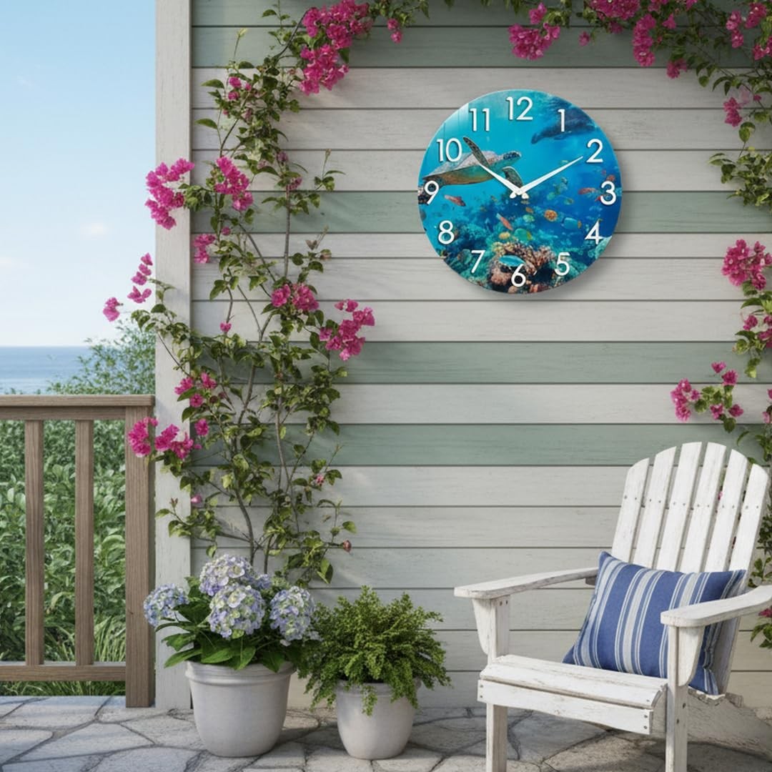 Outdoor Clock Waterproof – Nautical Ocean Decor Indoor Outdoor Wall Clocks for P