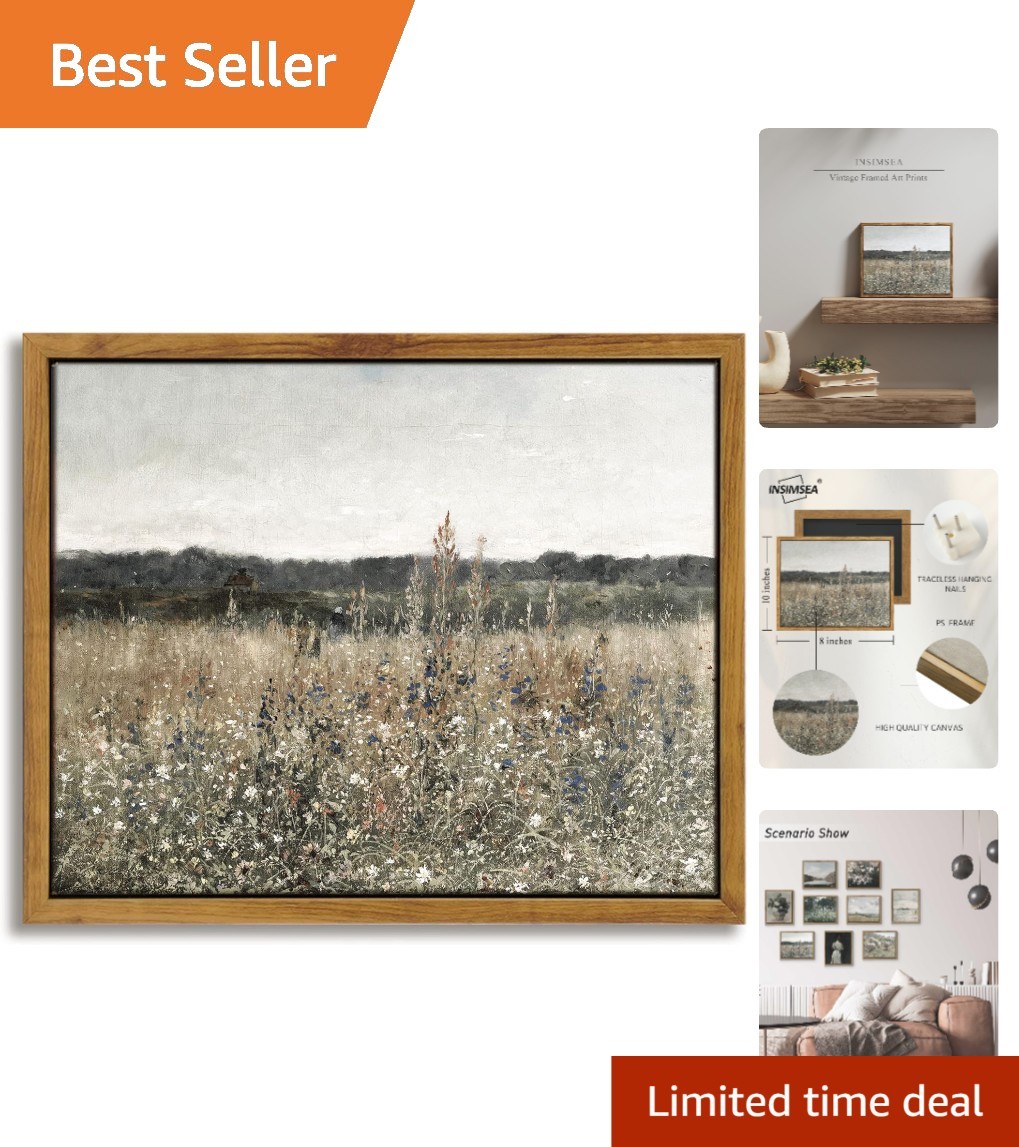 Classical Wildflower Canvas Wall Art – Vintage Decor for Bathroom & Living Room