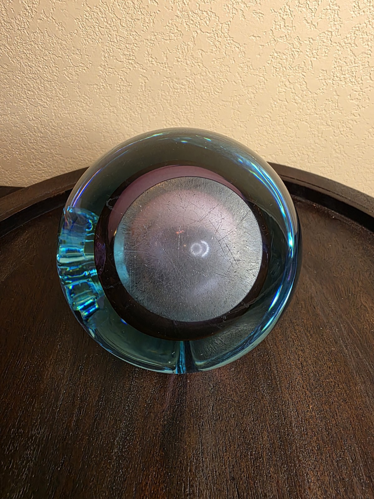 Vintage Murano Blue Glass Apple Book End . Pre-owned *See Pictures