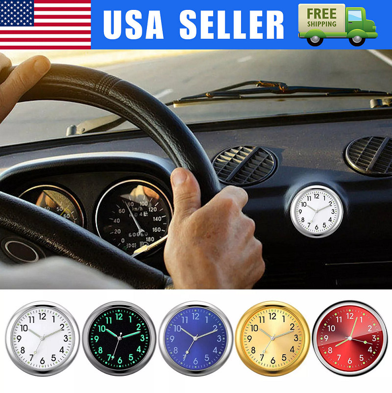 Stick on Dashboard Car Clock Mini Tiny Small Luminous Car Vent Clocks Watch USA