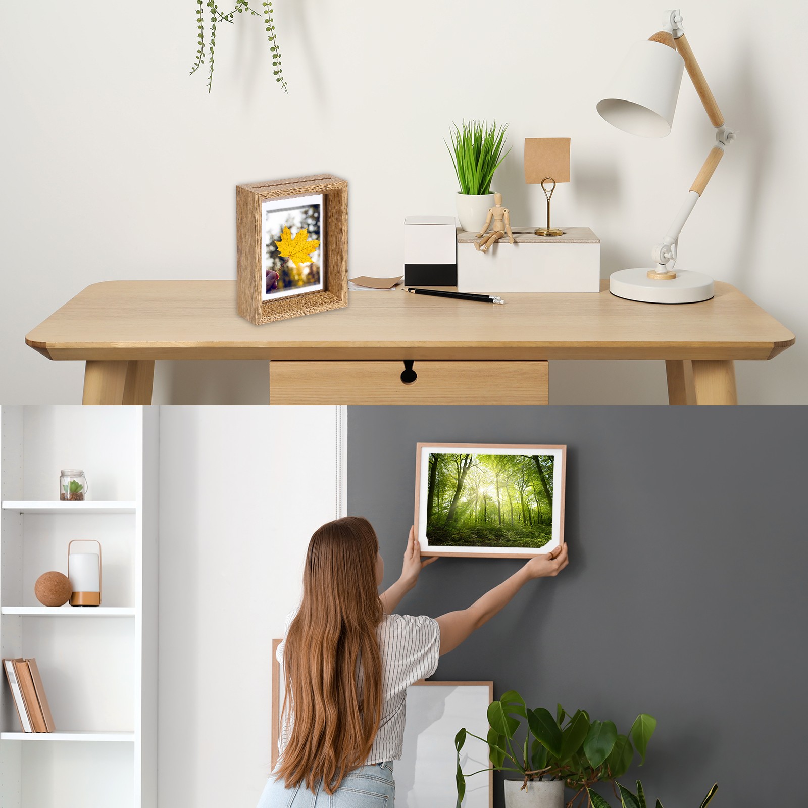 Floating Frame, 5 x 4 Inch Wood Picture Frame, Wood Tone