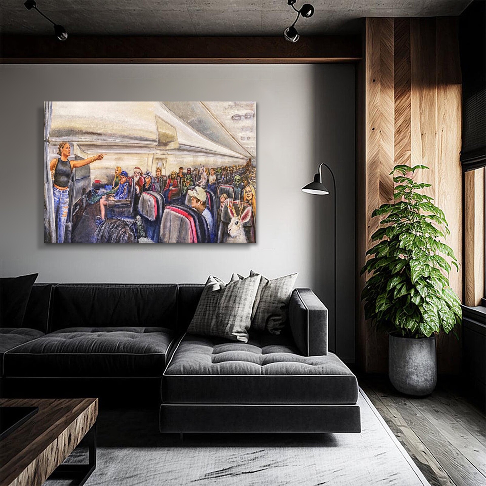 Airplane Lady Freak Out That Mother Is Not Real Canvas Print High Quality Art