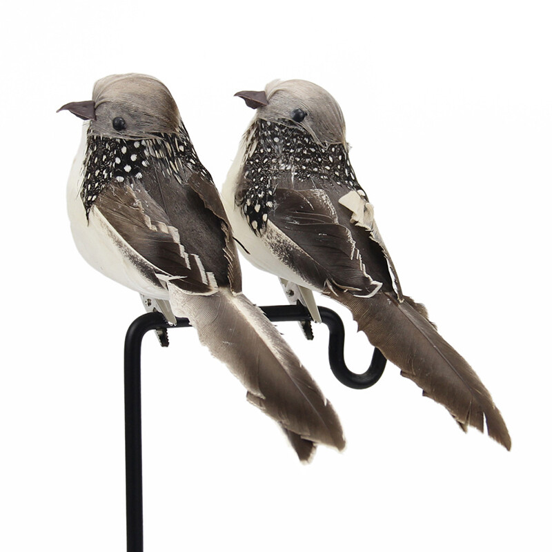 4pcs Mini Artificial Birds Fake Feather Foam Sparrow Home Garden Ornaments Craft