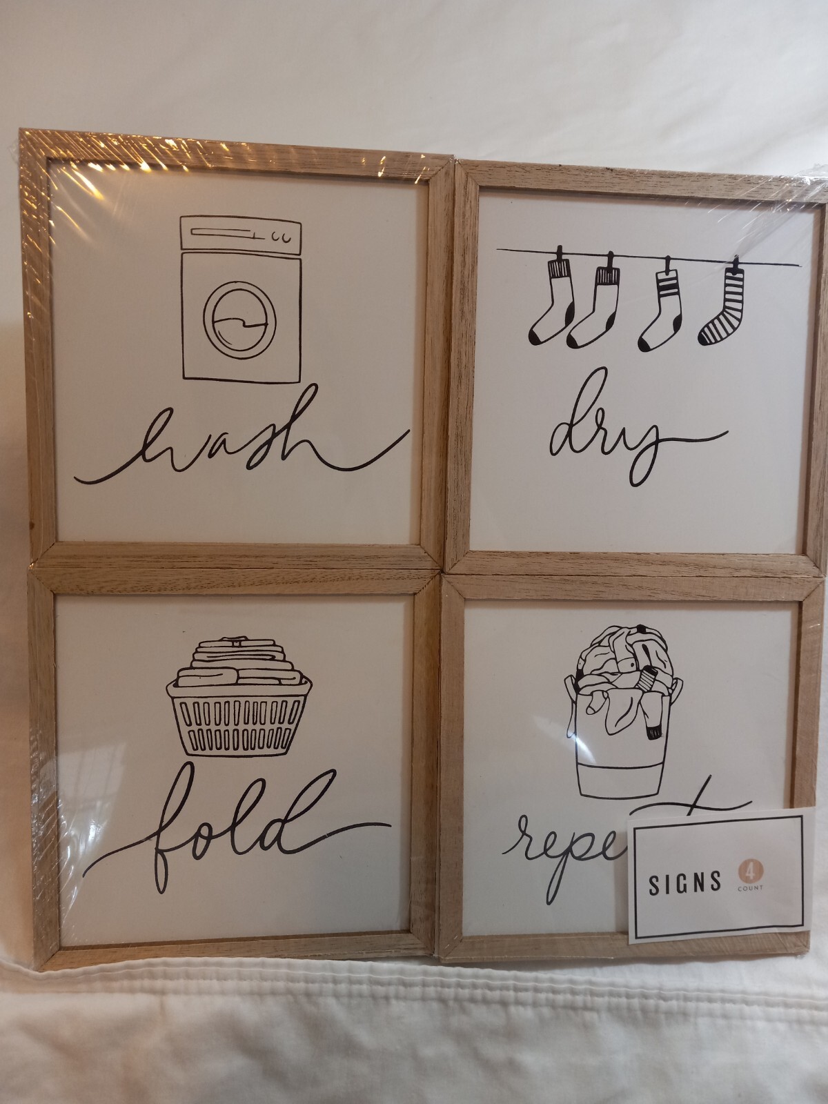 Laundry Signs Four Count Wash Dry Fold Repeat Laundry Room Decor