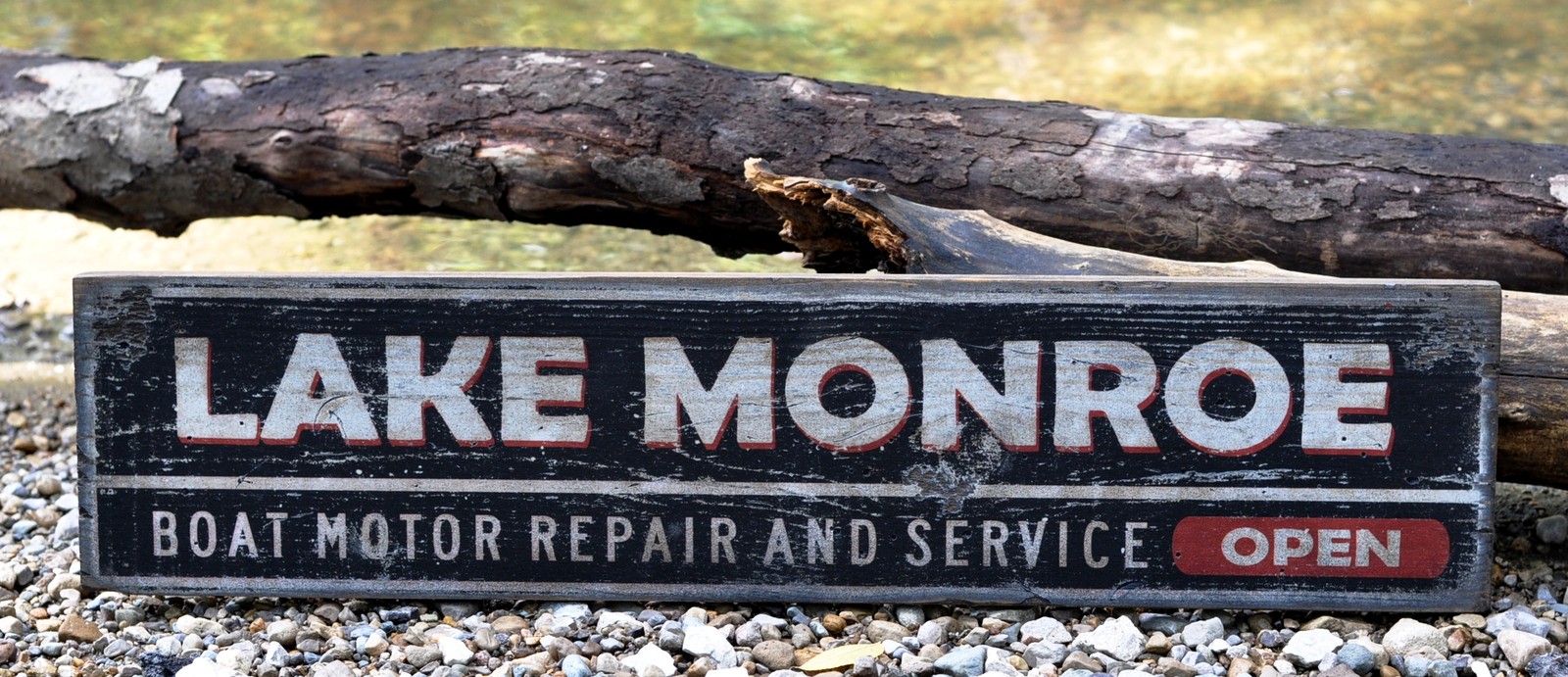 Personalized Boat Motor and Repair Service – Rustic Hand Made Vintage Wood Sign