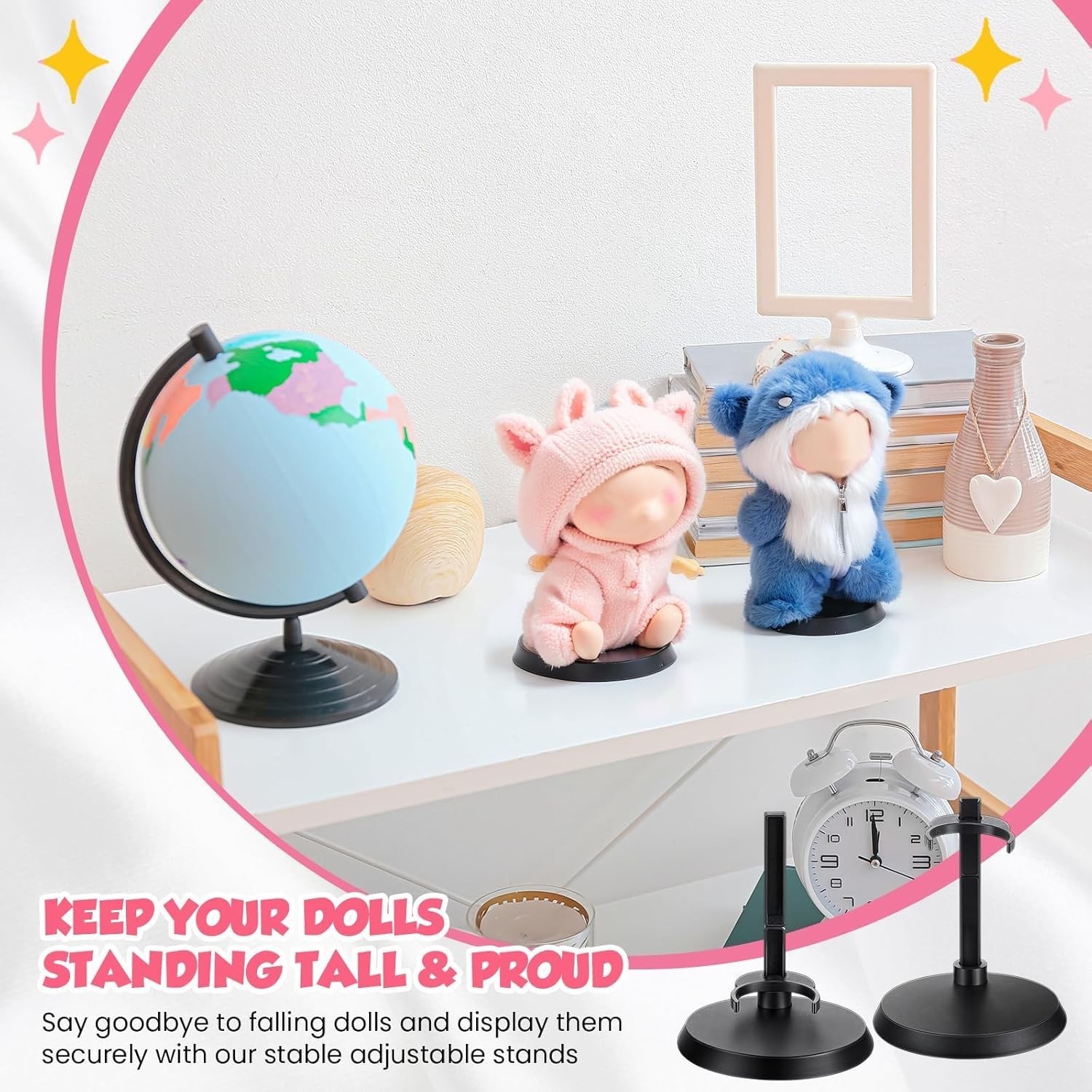 Simgoing 2 Pack Adjustable Doll Stands for 17cm Dolls Display Stands Support …
