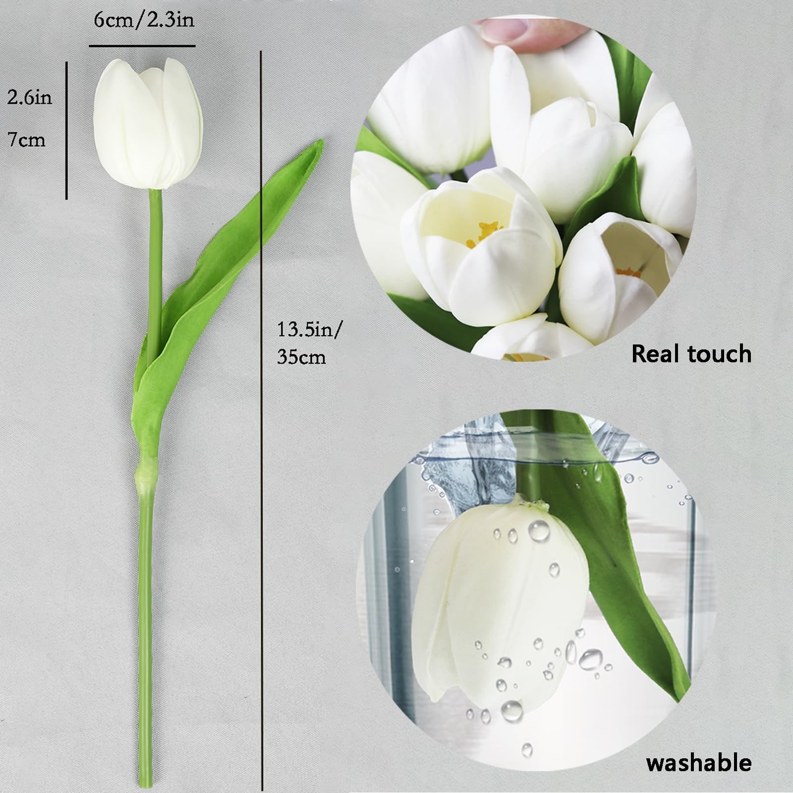 Luxury Artificial White & Green Tulip Flowers – 11pcs for Home, Wedding, Valenti
