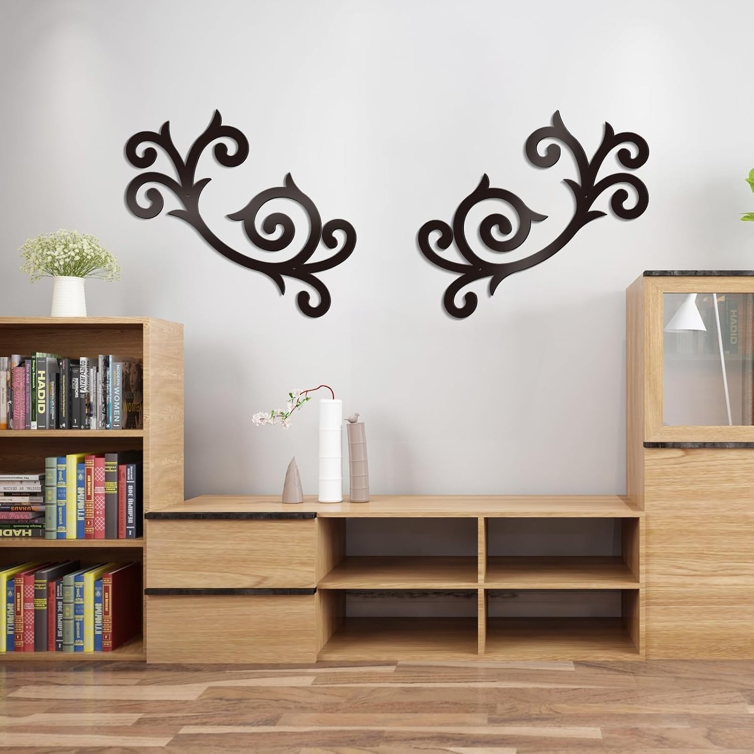 Stunning Rustic Metal Scroll Wall Hanging – Unique Celtic Flower Art 14.8″x11.8″