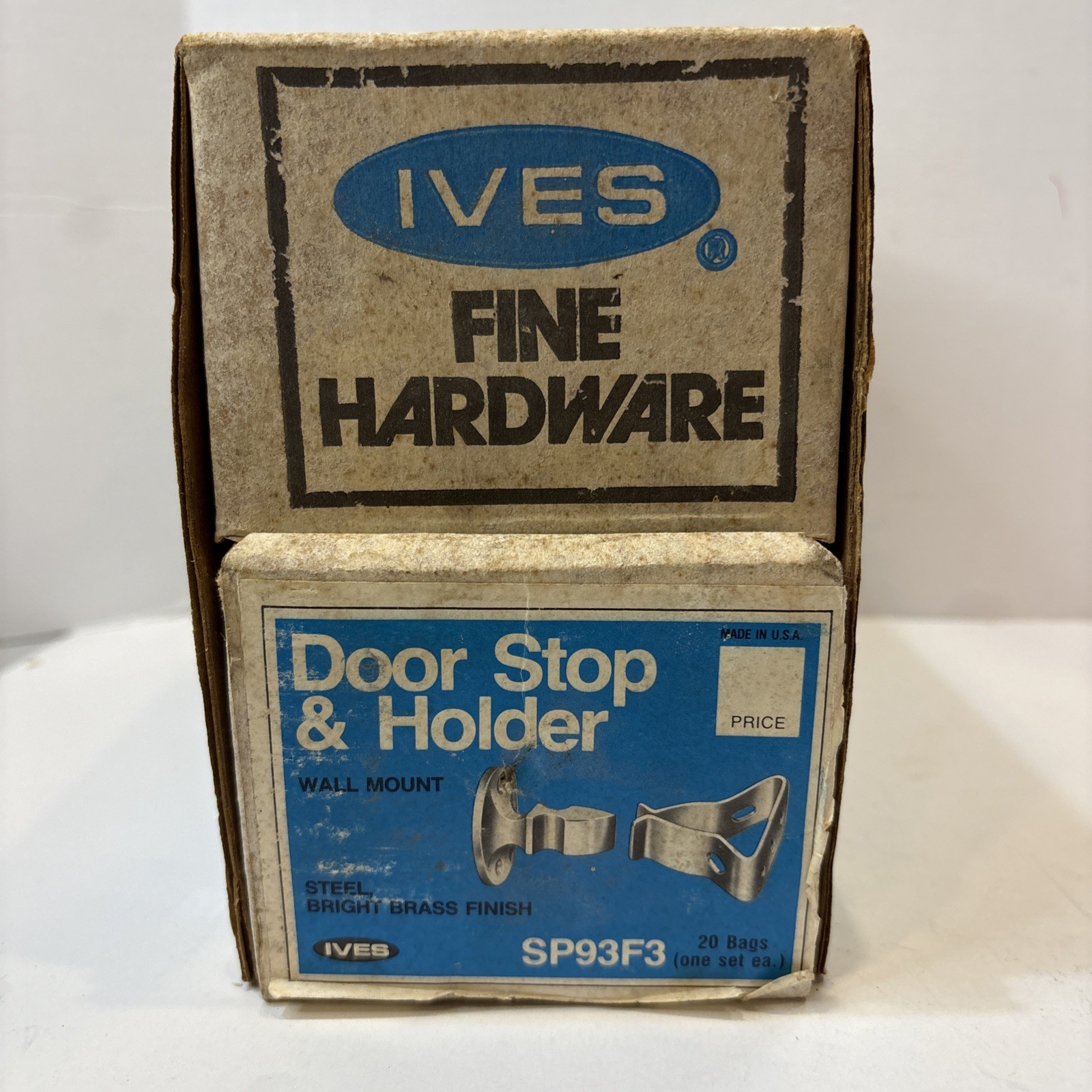 Heavy Duty Door Stop & Holder Steel W/Bright Brass Finish Wall Mount IVES New