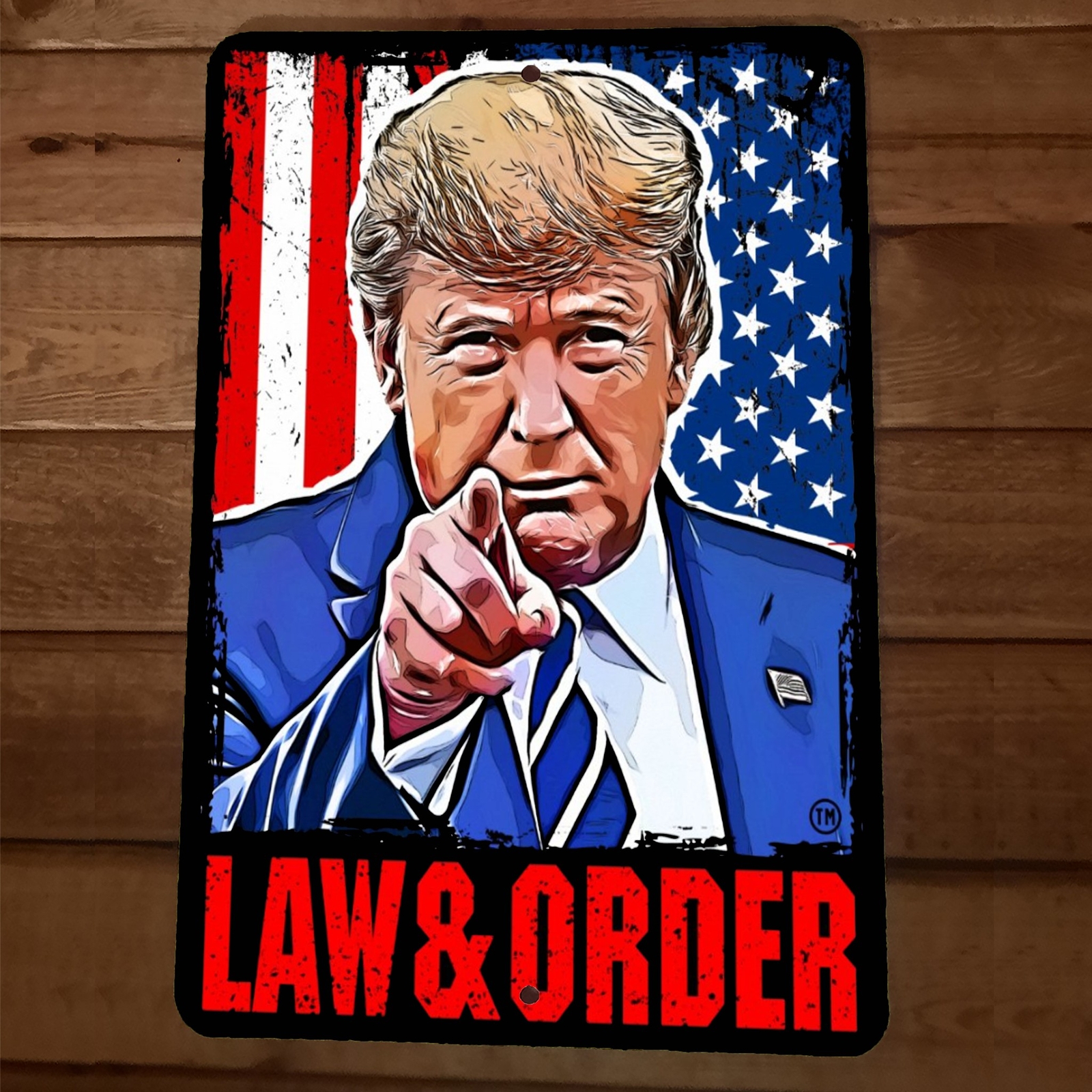Law & Order President Donald Trump 8×12 Metal Wall Sign Garage Poster USA