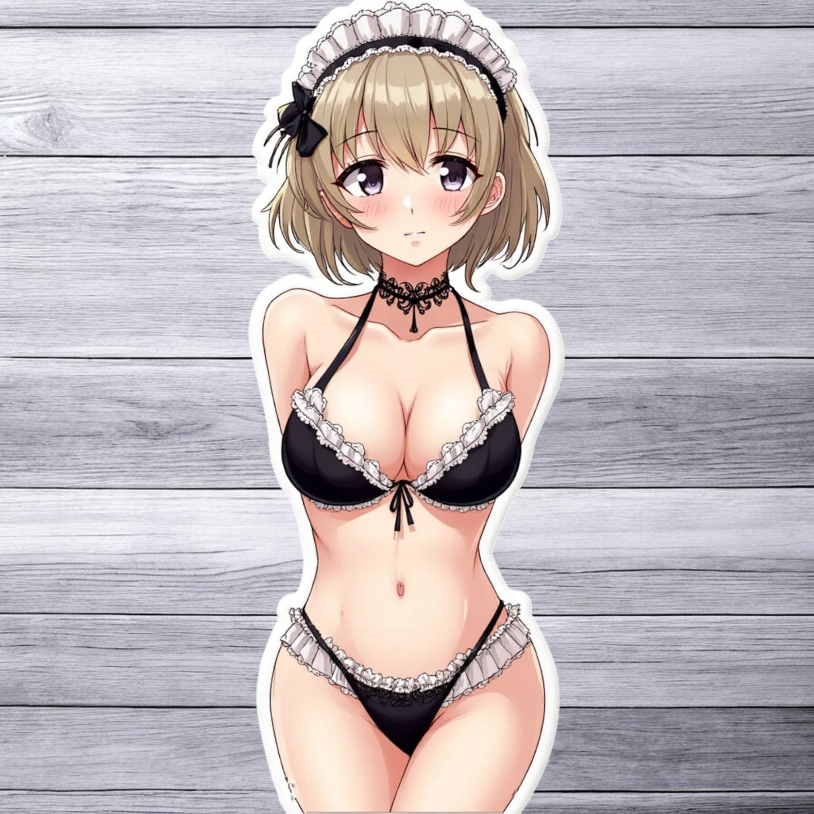 Pinup girl sticker vinyl decal anime maid girl sexy lingerie black and white