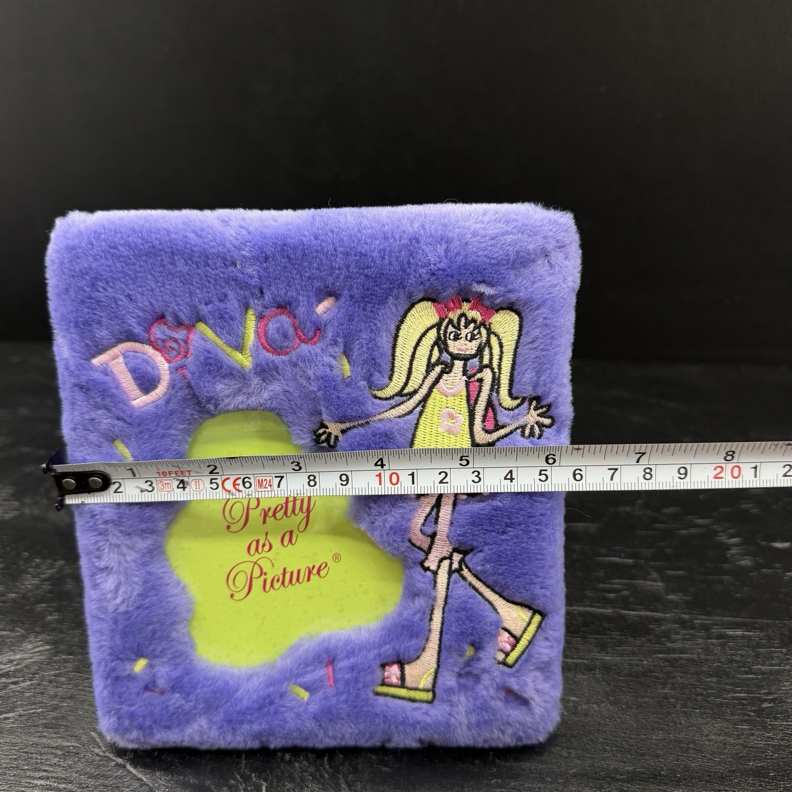 Y2K Fuzzy Plush Picture Frame Teen Stars Diva Purple Pink Lime Green