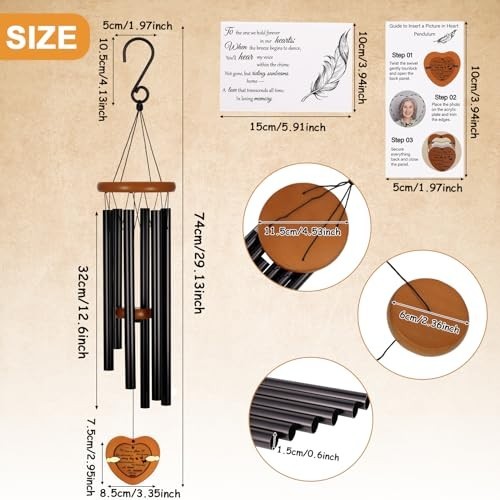 32 Inch Personalized Memorial Wind Chimes Sympathy Gifts for Loss of Loved One