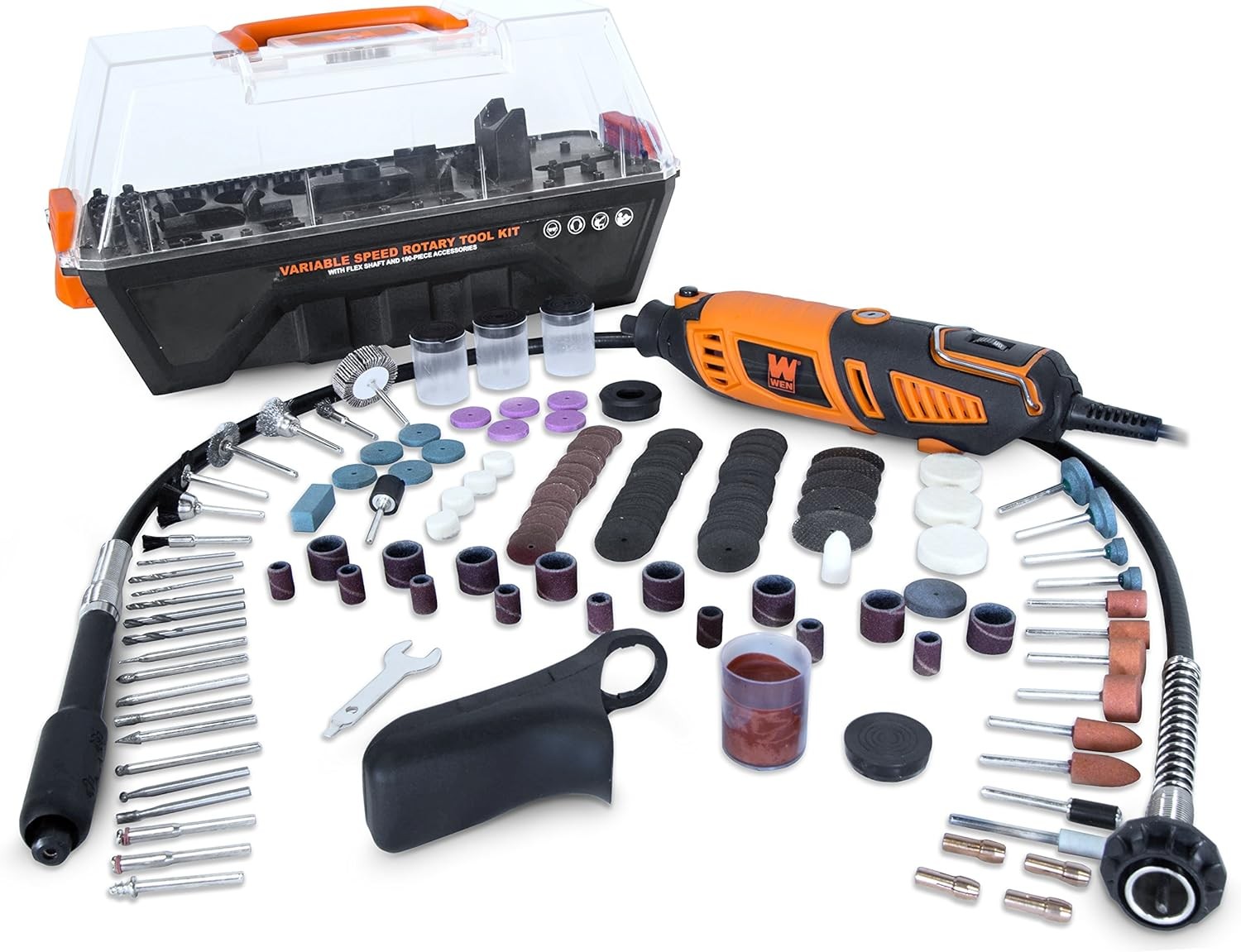 Variable Speed Rotary Tool 1.3 Amp 190 Piece Accessory Kit Flex Shaft