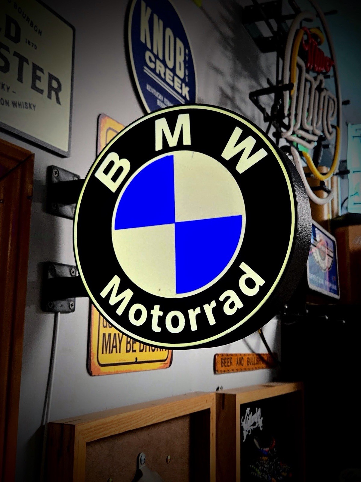 BMW Motorrad Round LED Light Box | Double Sided Sign RGB Option