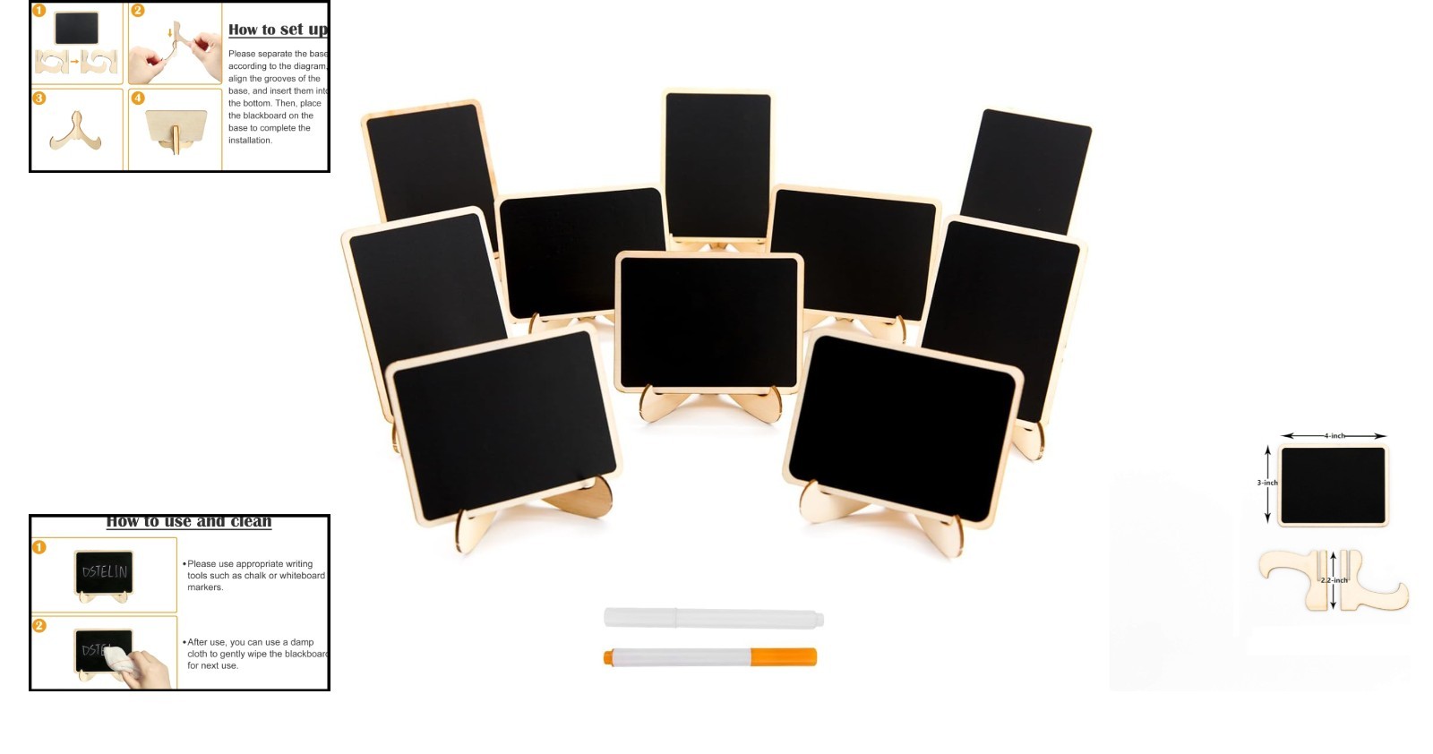 Small Rectangle Chalkboards – 4″ x 3″ Mini Signs for Parties & Decorations