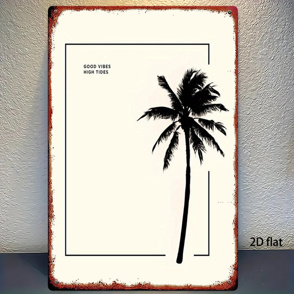 Metal Palm Tree Sign 8X12 Inches Wall Art