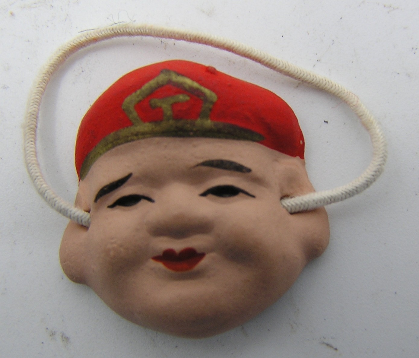 Lot of 8 Miniature Hand Painted Ceramic Masks ~ 1 1/8″ Tall ~ No Signature