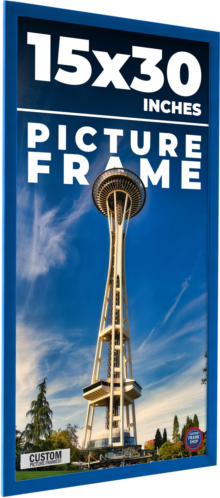 15×30 Frame Blue Solid Wood Picture Frame Width 0.75 Inches | Interior Frame Dep