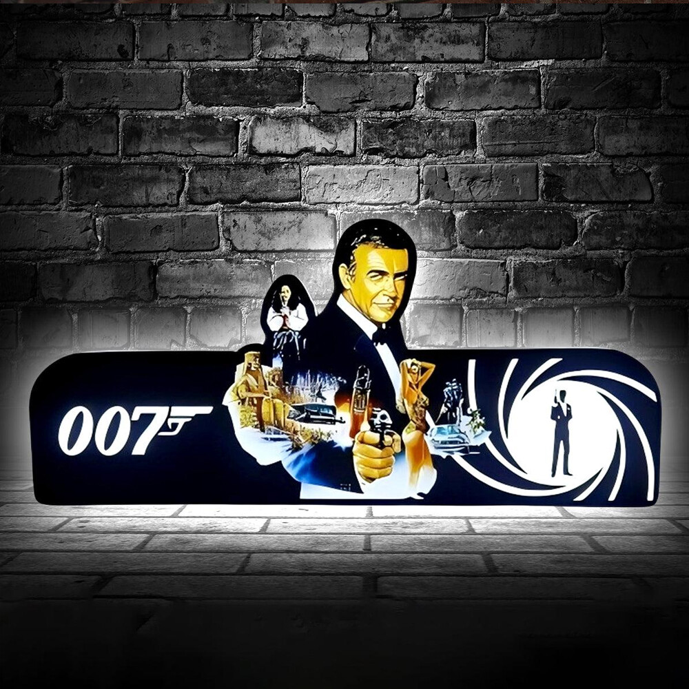 Rare 007 James Bond Pinball Topper Light Box LED Pinball Arcade Decor
