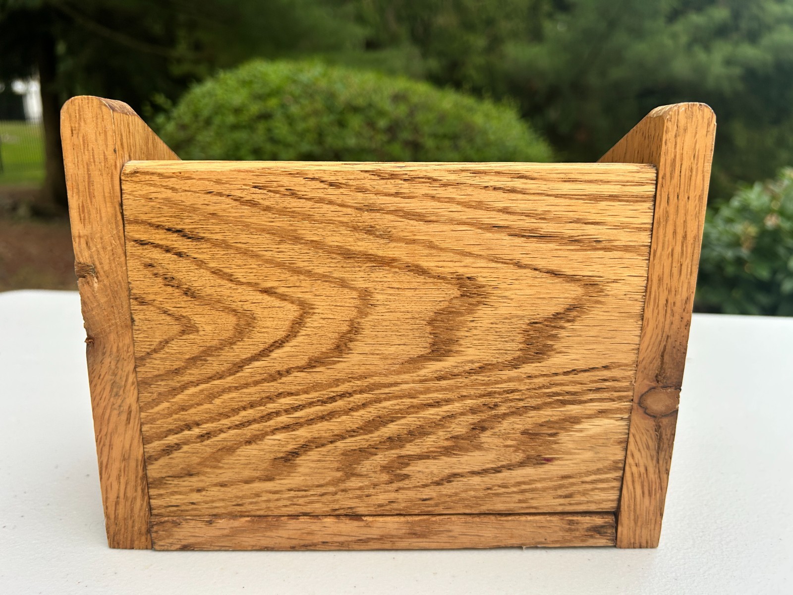 Solid Oak Mail Organizer Letter Holder Desk Sorter Blue Hearts Country Farmhouse
