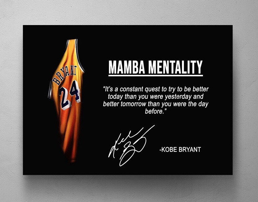 Kobe Bryant Mamba Mentality Motivational Quote Canvas Wall Art Boyfriend Gift