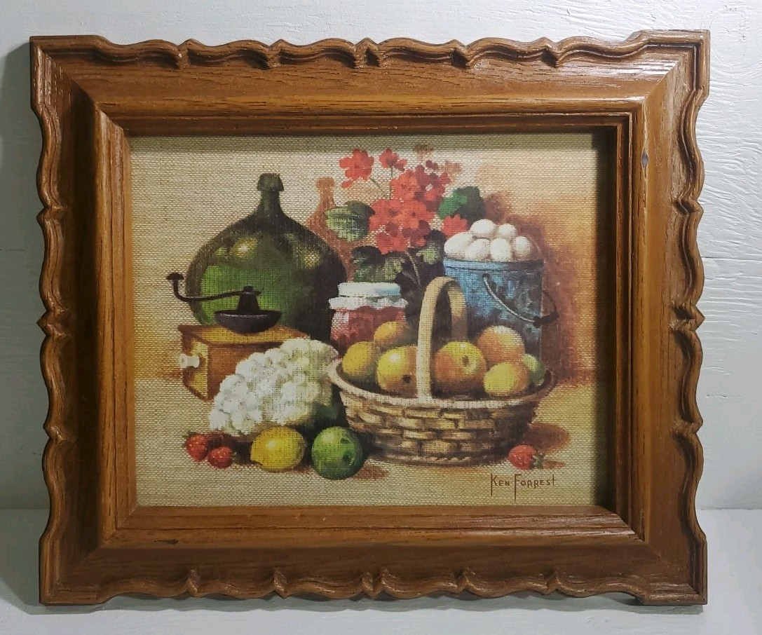 Vintage 1981 Homco Wall Art Ken Forrest “Fresh From The Farm” 13×11 In Farmhouse