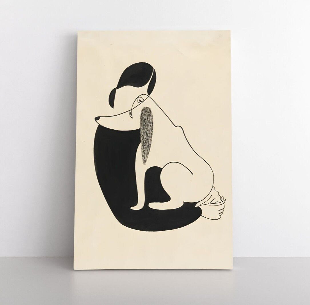 Woman With A Dog by Christina Malman Framed Painting Print Classic Wall Art
