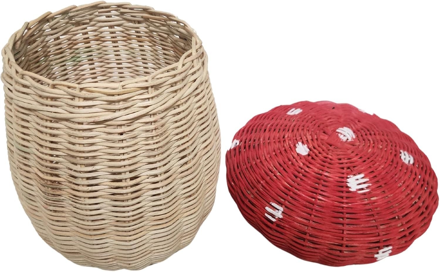 Handmade Rattan Weave MUSHROOM MARIO Forest Enchanted Gift Kids Room Nest Basket