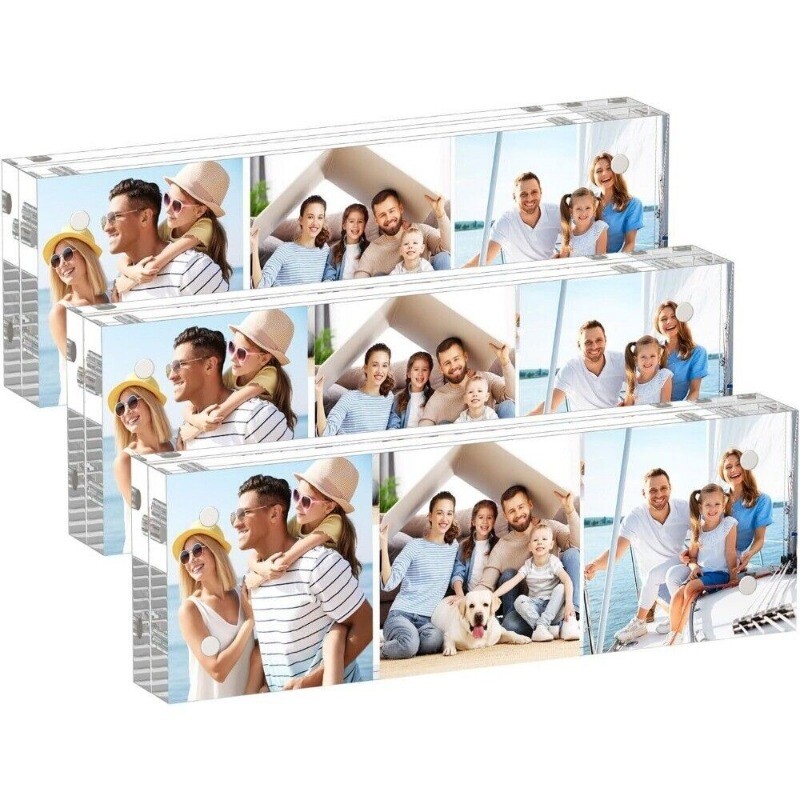 Acrylic Picture Frame Freestanding Double Sided Thickness Frameless Magnetic New