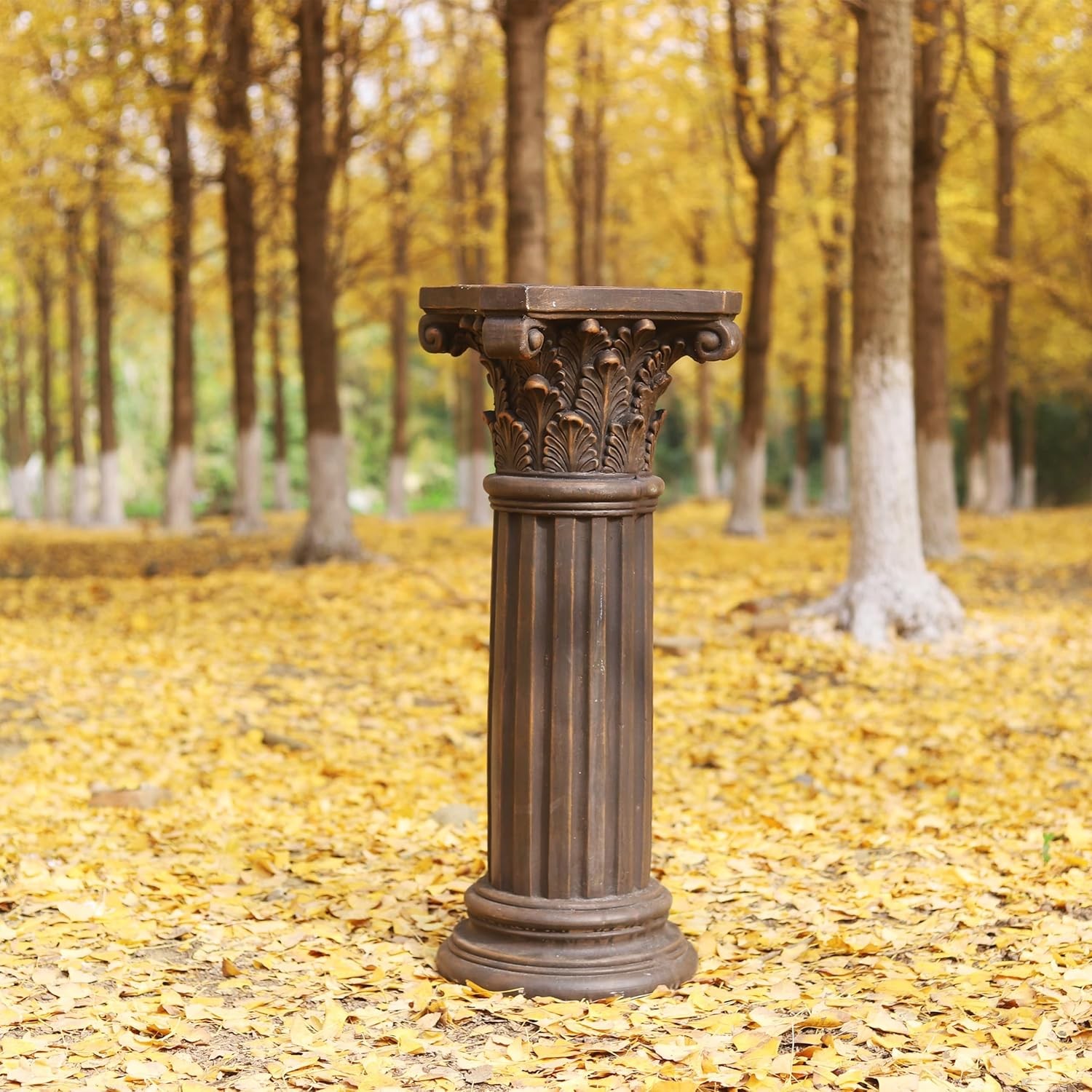 Magnesium Oxide Greek Column Pedestal 33in Indoor Outdoor Garden Decor Stand