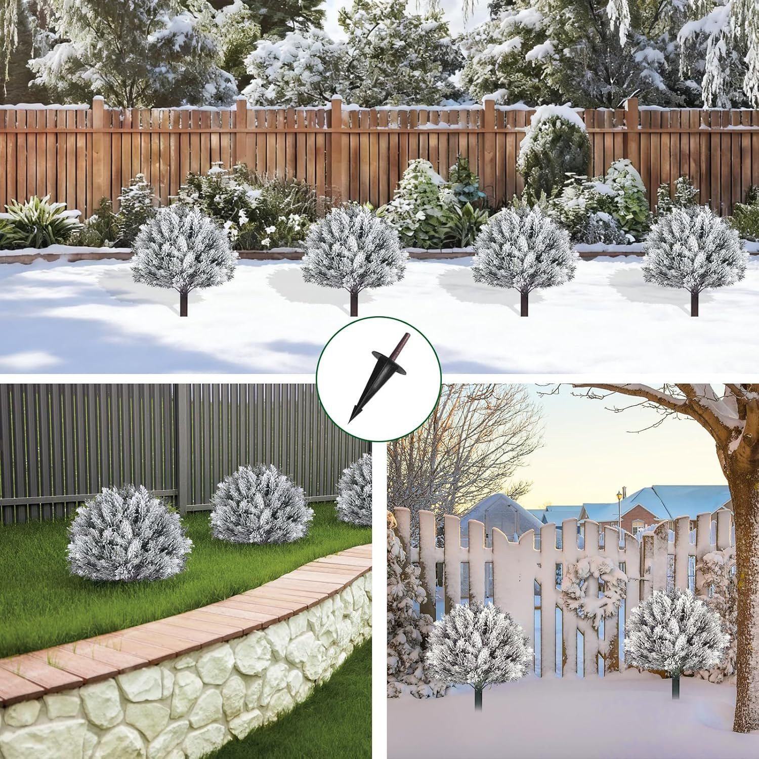21In Artificial Cypress Topiary Tree with Ground Spike, Set of 2 Fake Shrub Bush